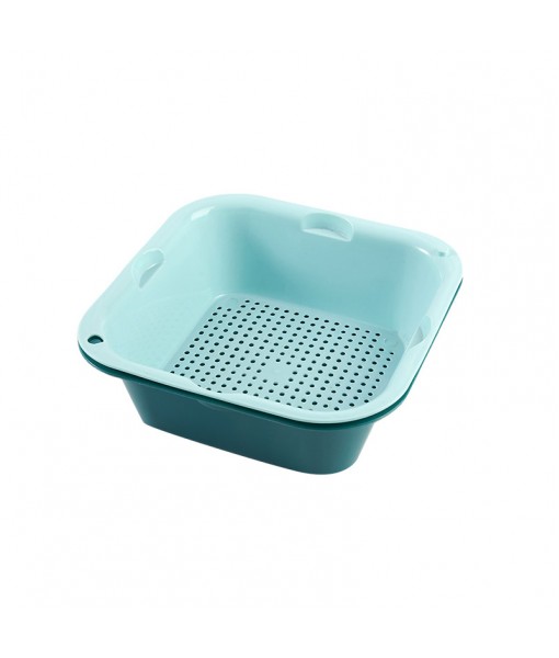 Plastic Double-Layer Vegetable Washing Basin, Drainage Basket, Kitchen Basket, Household Living Room, Fruit Tray, Rectangular Tableware, Hollowed Out, Washing