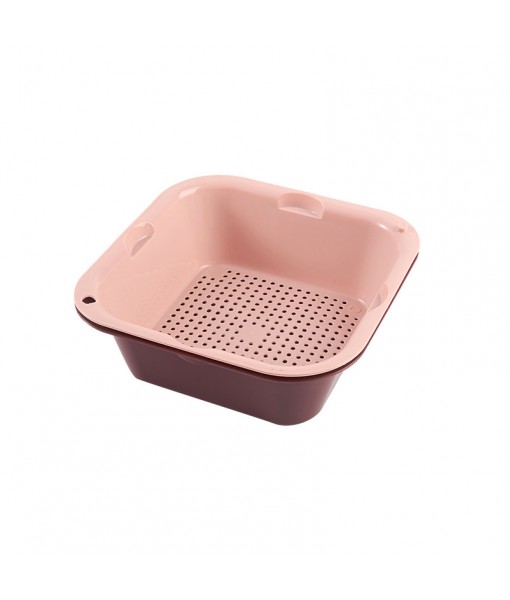 Plastic Double-Layer Vegetable Washing Basin, Drainage Basket, Kitchen Basket, Household Living Room, Fruit Tray, Rectangular Tableware, Hollowed Out, Washing