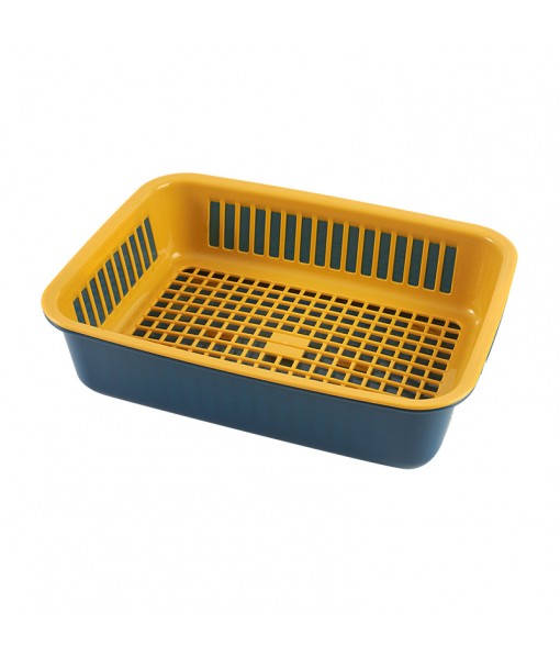 Plastic Double-Layer Vegetable Washing Basin, Drainage Basket, Kitchen Basket, Household Living Room, Fruit Tray, Rectangular Tableware, Hollowed Out, Washing