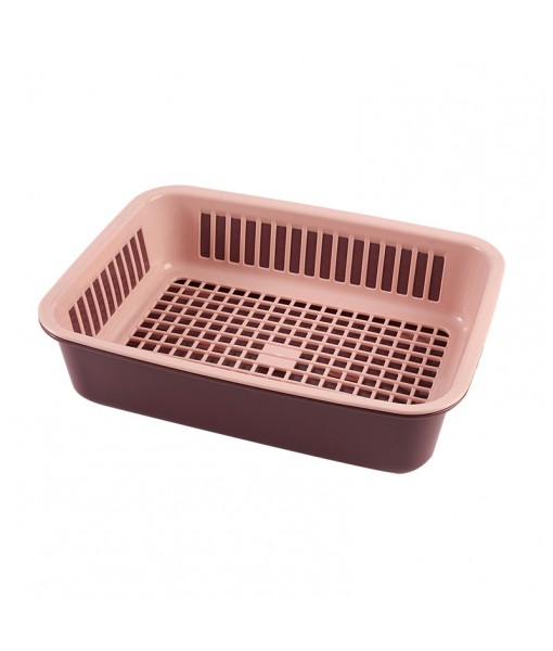 Plastic Double-Layer Vegetable Washing Basin, Drainage Basket, Kitchen Basket, Household Living Room, Fruit Tray, Rectangular Tableware, Hollowed Out, Washing